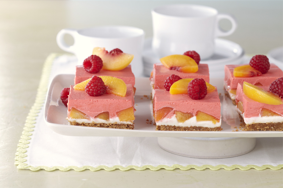 Creamy Layered Peach Squares