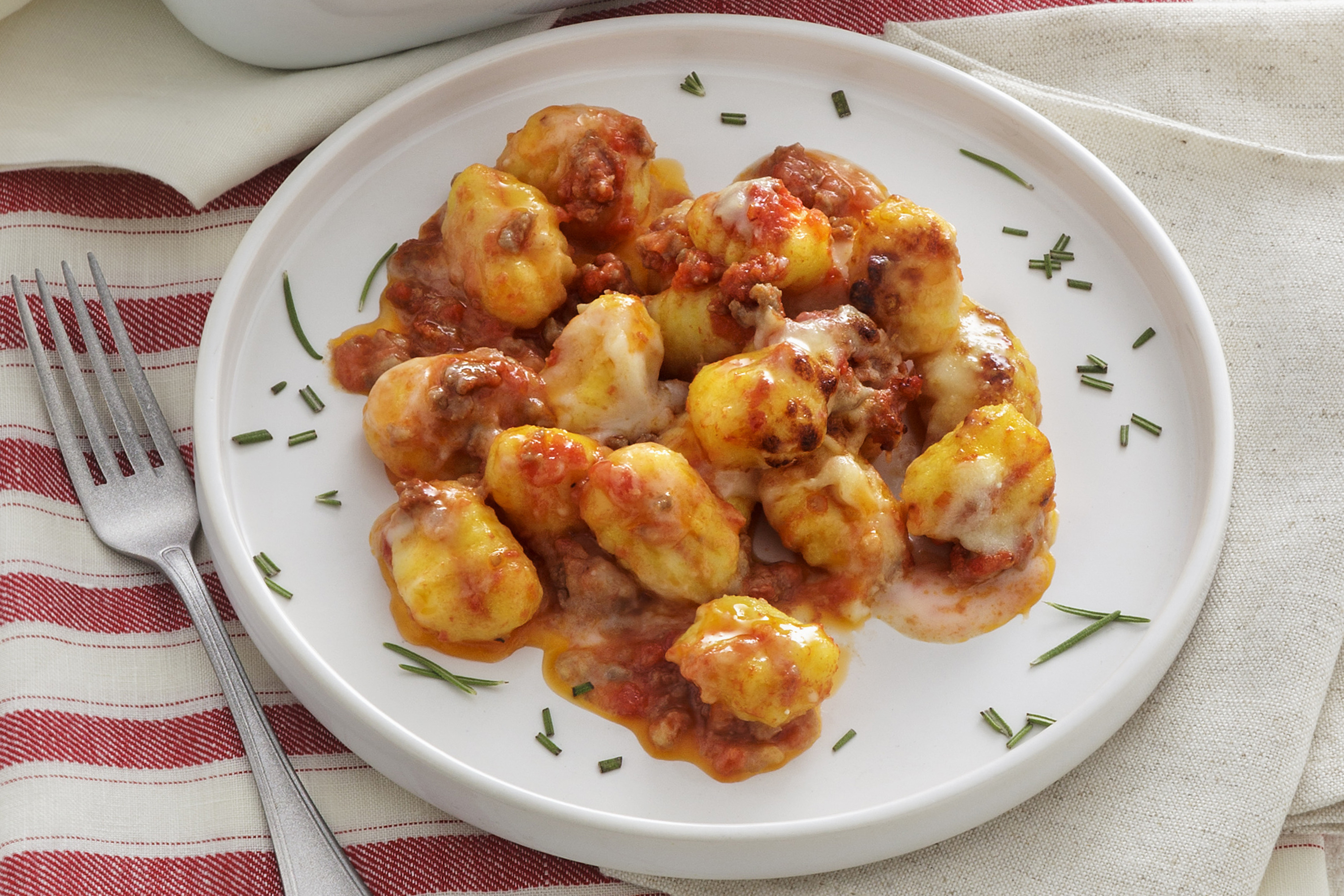 Baked Gnocchi with Spicy Meat Sauce