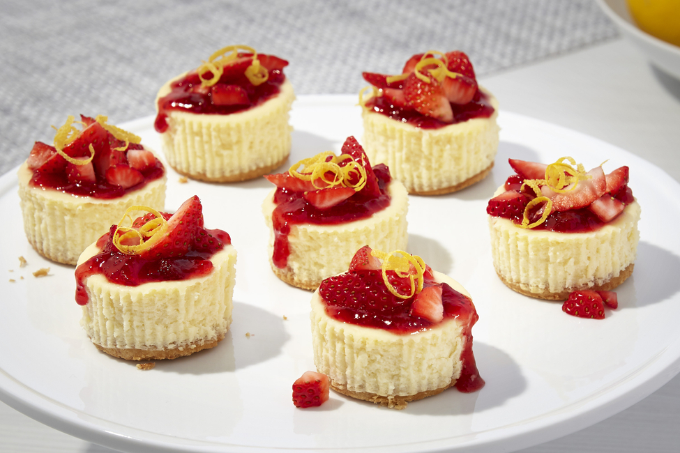 Strawberry 'Lemonade' Mini Cheesecakes