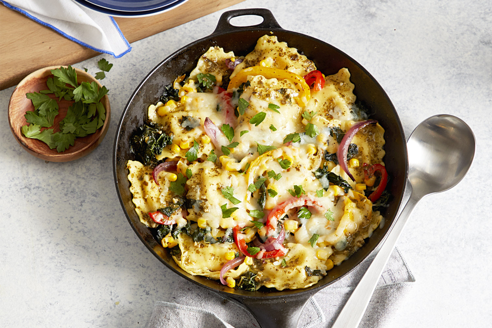 Cheese Ravioli with Summer Veggies Skillet
