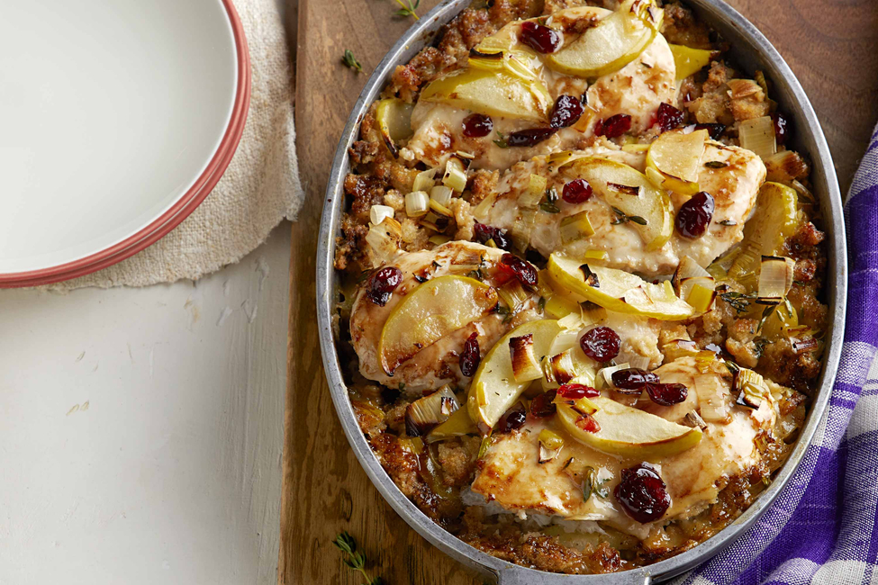 One-Pan Chicken Bake with Apple Stuffing