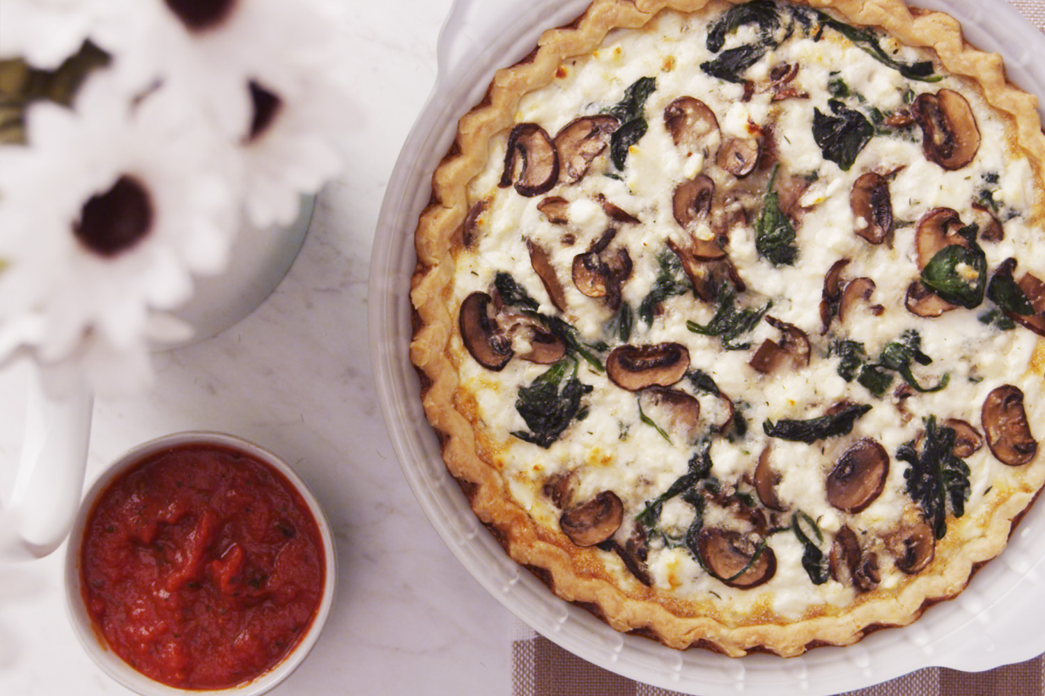 Egg White Quiche with Spinach, Mushrooms and Feta