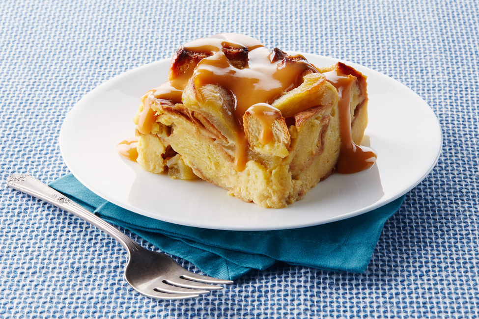 Slow-Cooker Apple Bread Pudding with Warm Butterscotch Sauce