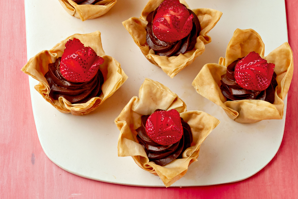 Chocolate Mousse Tarts with Strawberries