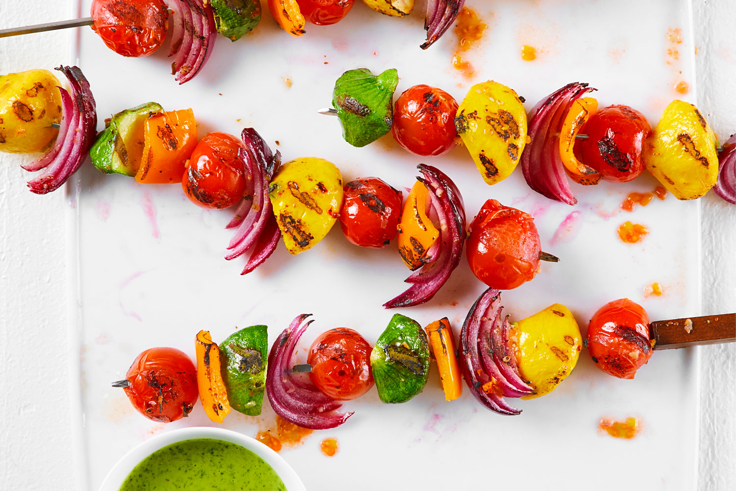 Patty Pan Squash Skewers with Creamy Chimichurri