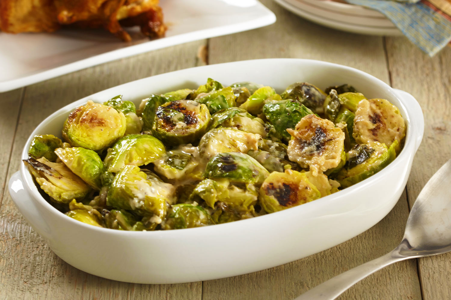 Creamy Garlic-Parmesan Brussels Sprouts