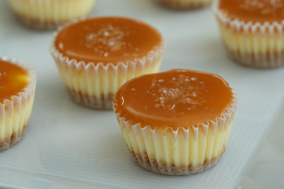 Bite-Size Salted Caramel Cheesecakes