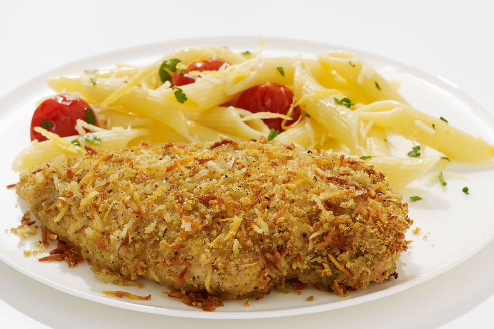 Crispy Garlic Chicken with Lemon Pasta