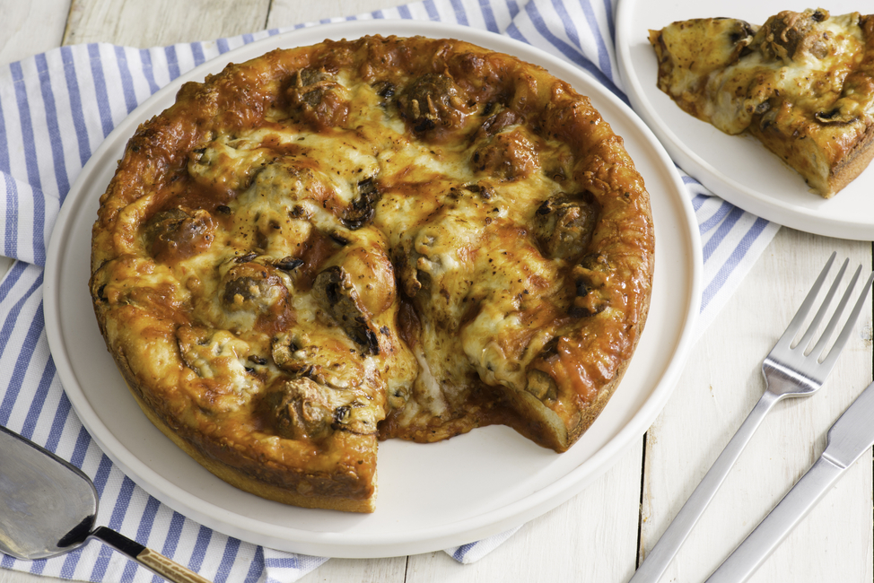 Deep-Dish Meatball Pizza