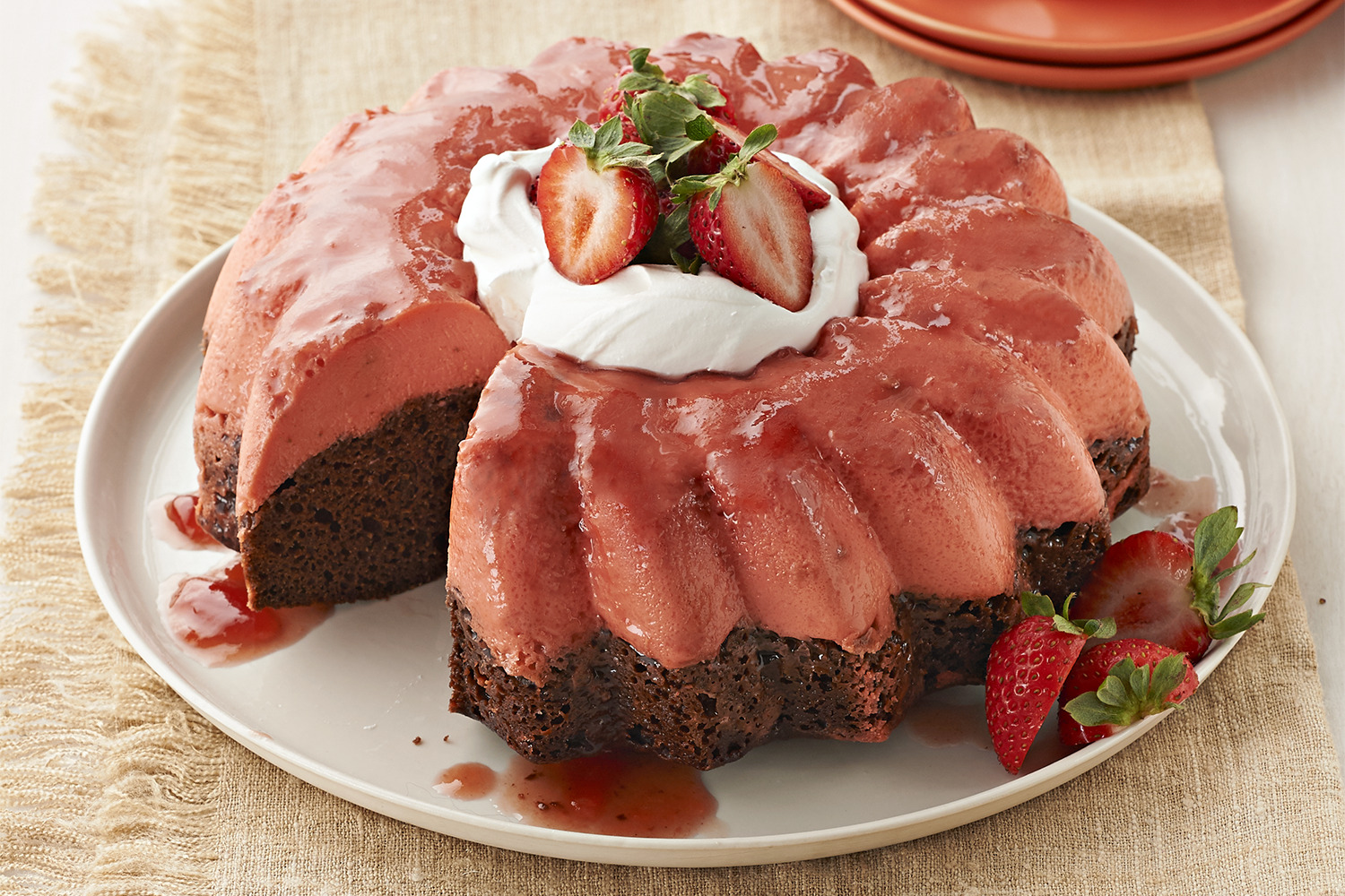 Strawberry Chocoflan - creamcheese.com