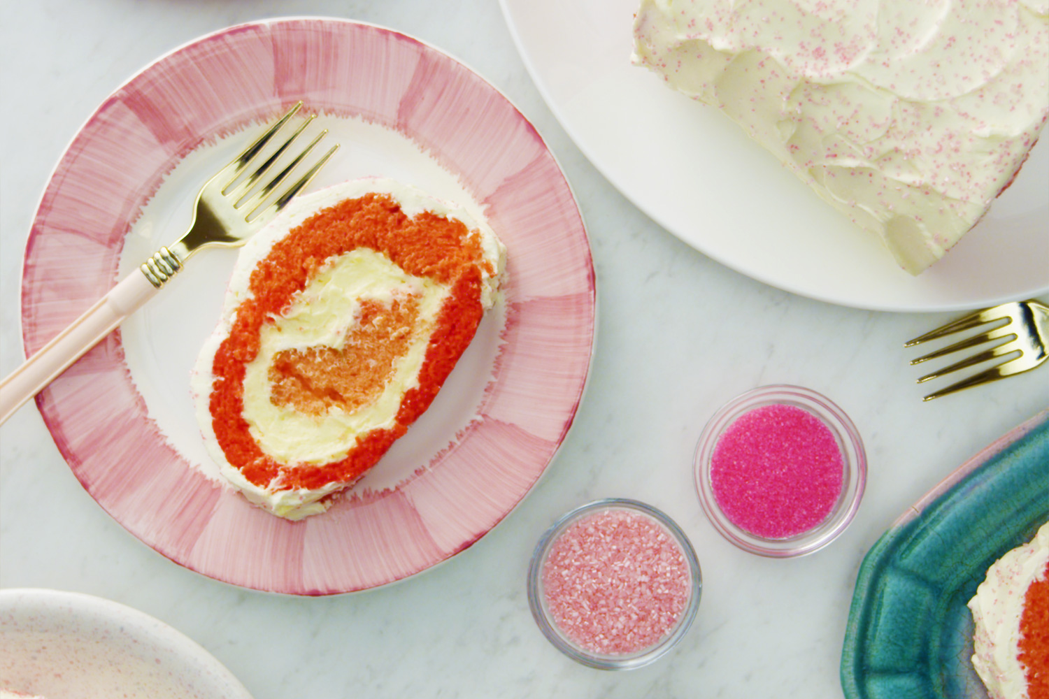 Strawberry Ombré Cake Roll