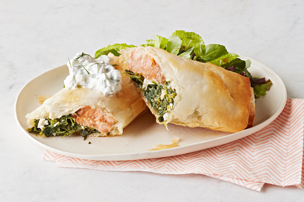 Phyllo-Wrapped Salmon with Spinach & Feta