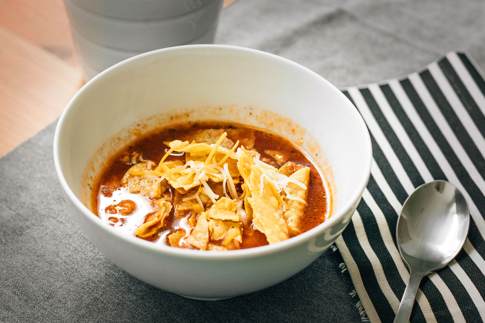 Mexican Soup with Tortilla Chips